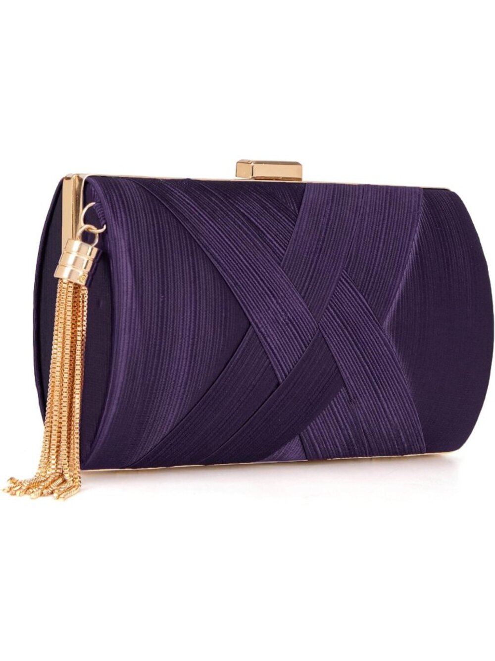 Women's Purple Gold Formal Clutch Purse Wedding Evening Crossbody Bag